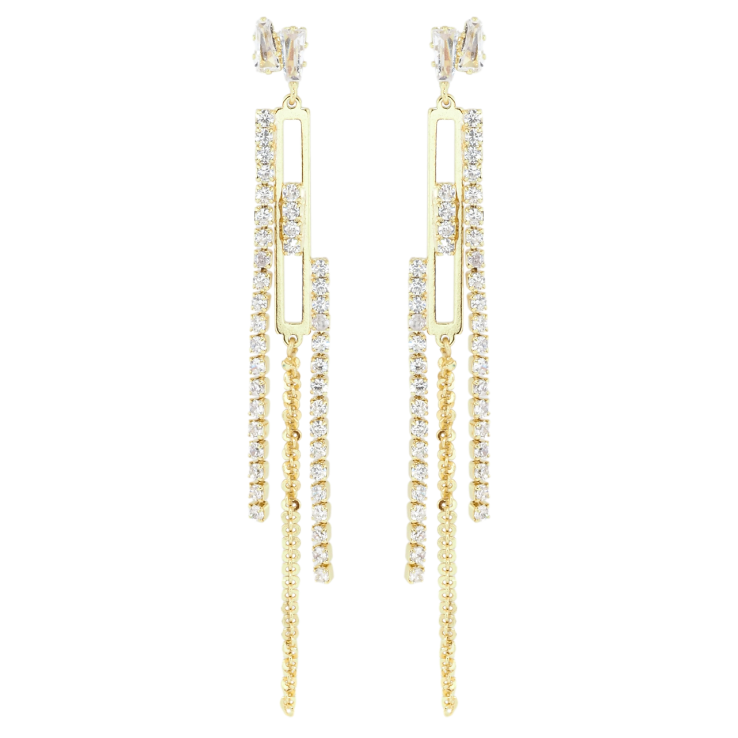 Серьги Xuping QQMM Позолота 14K пусеты Подвески с дорожками циркония фото №9