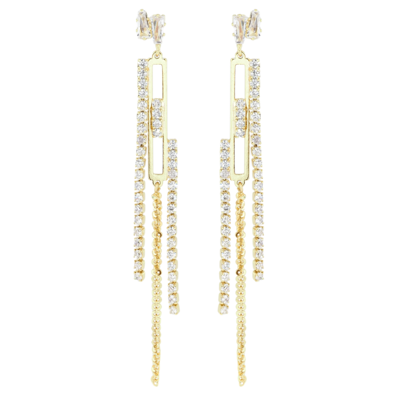 Серьги Xuping QQMM Позолота 14K пусеты Подвески с дорожками циркония фото №1