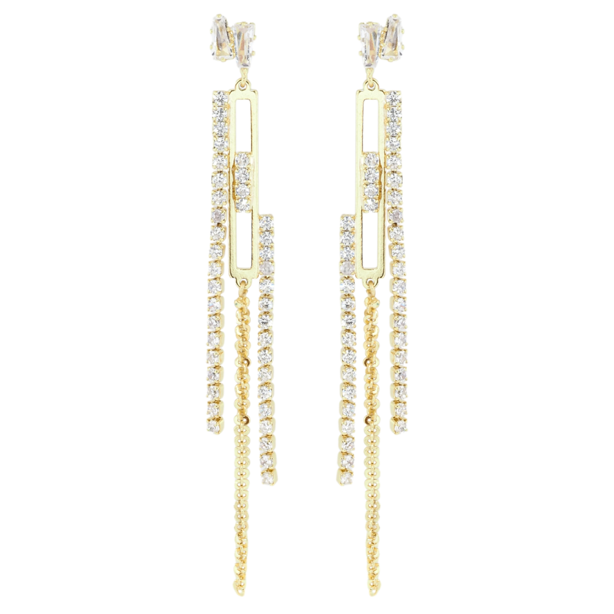 Серьги Xuping QQMM Позолота 14K пусеты Подвески с дорожками циркония фото №1