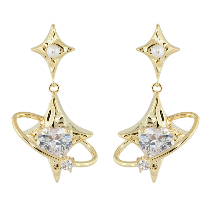 Серьги Xuping QQMM Позолота 14K пусеты Звездные подвески с фианитами фото №11