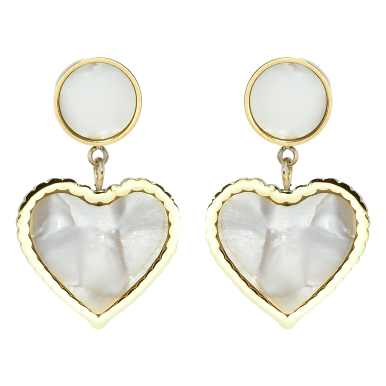 Серьги Xuping TTM Stainless Steel цвет 14K пусеты Перламутровые сердечки фото №1