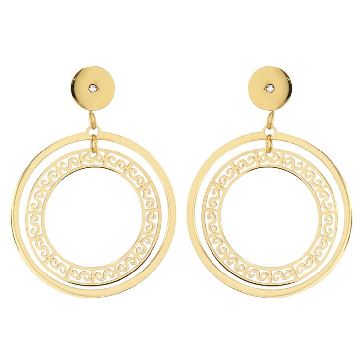 Серьги Xuping TTM Stainless Steel цвет 14K пусеты Кольца с резным узором фото №24