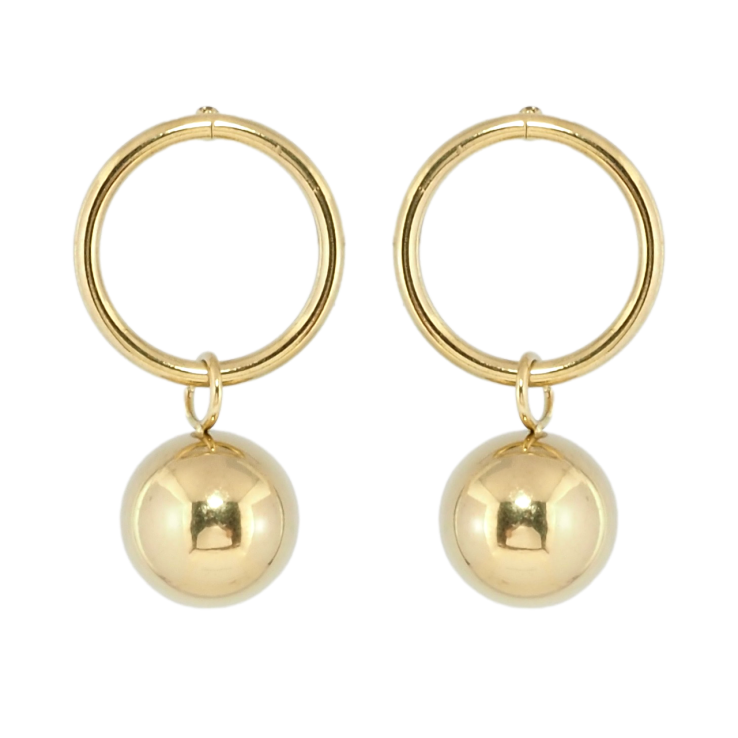 Серьги Xuping TTM Stainless Steel цвет 14K пусеты Подвески колечки с шариками фото №12