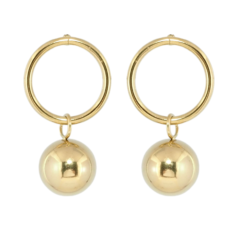 Серьги Xuping TTM Stainless Steel цвет 14K пусеты Подвески колечки с шариками фото №1