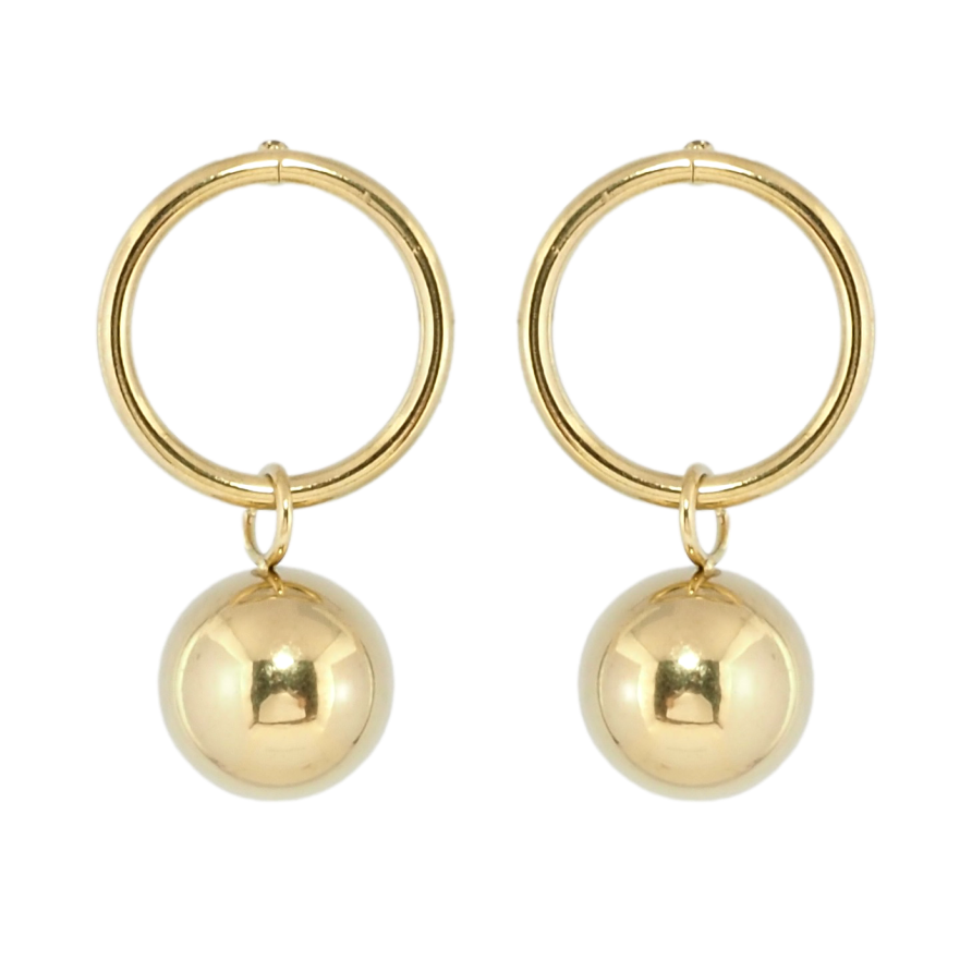 Сережки Xuping TTM Stainless Steel колір 14K пусети Підвіски кільця з кульками фото №1