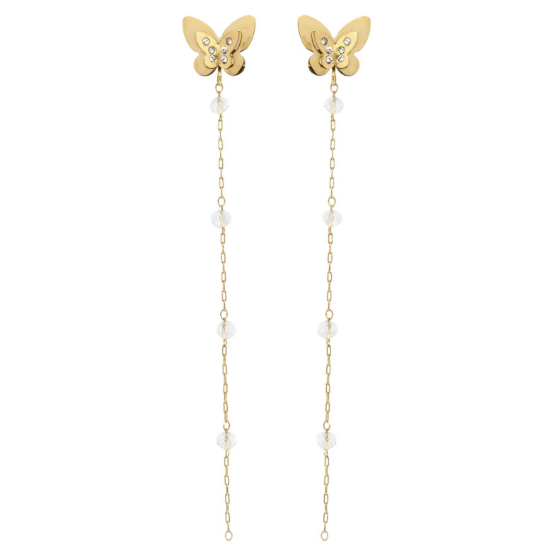 Сережки Xuping TTM Stainless Steel колір 14K пусети Підвіски метелики фото №1