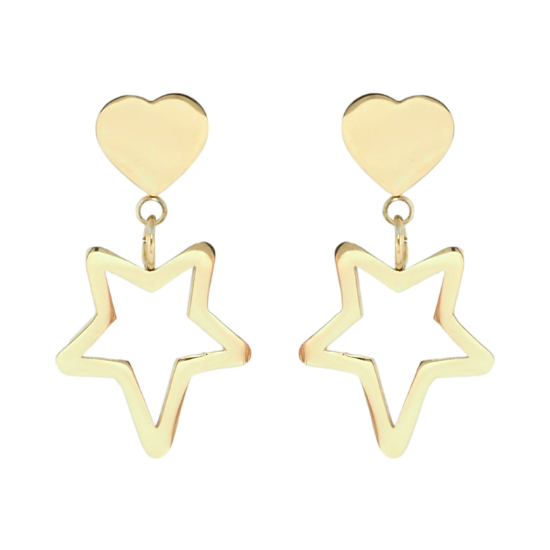 Серьги Xuping TTM Stainless Steel цвет 14K пусеты Сердечки и звезды фото №1