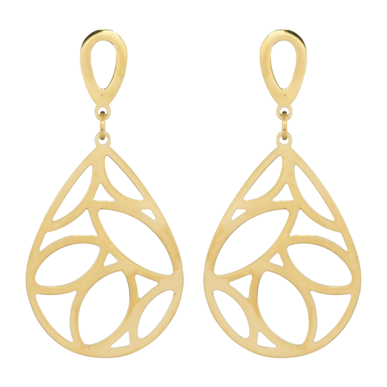 Сережки Xuping TTM Stainless Steel колір 14K пусети Підвіски крапельки з різьбленим візерунком фото №1