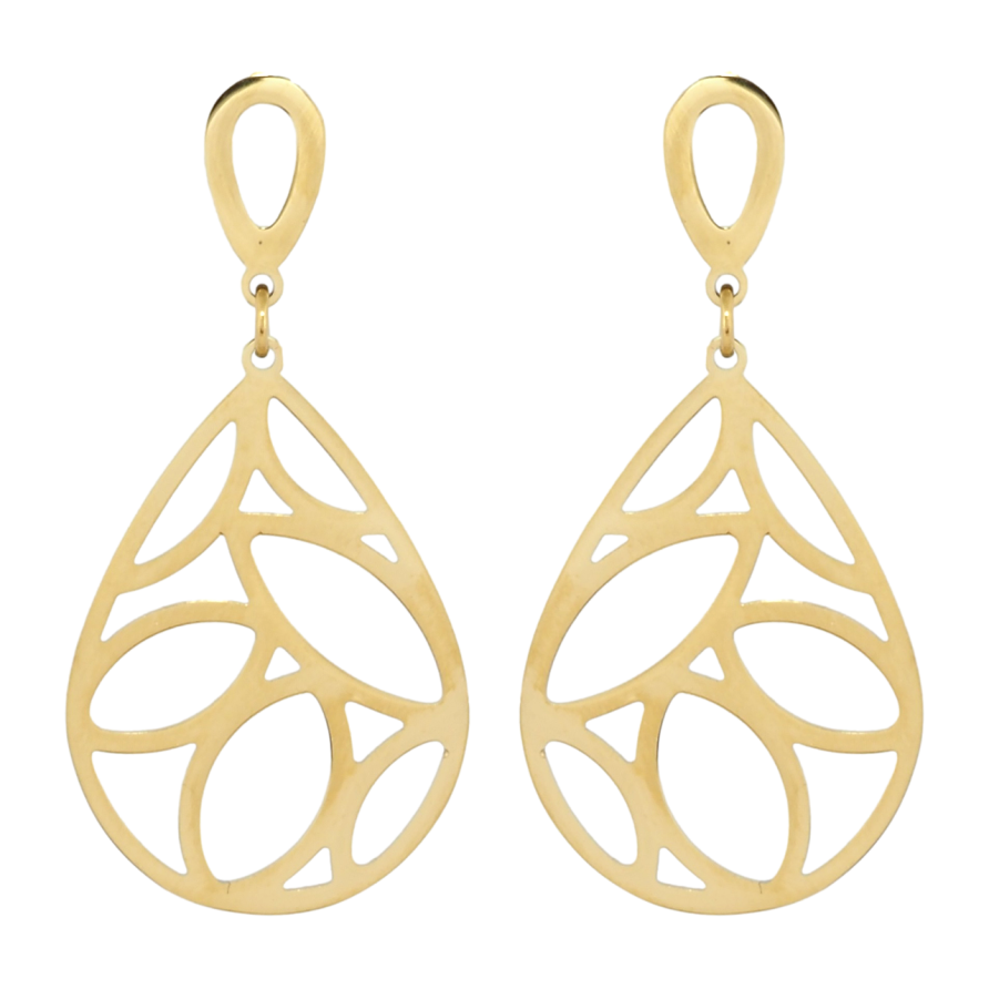 Серьги Xuping TTM Stainless Steel цвет 14K пусеты Подвески капельки с резным узором фото №1