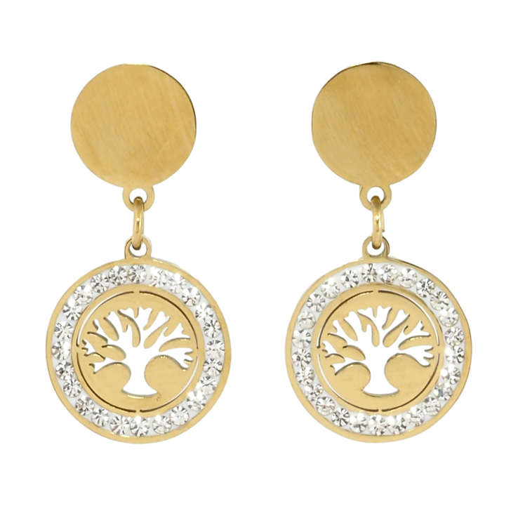 Серьги Xuping TTM Stainless Steel цвет 14K пусеты Древо жизни фото №4