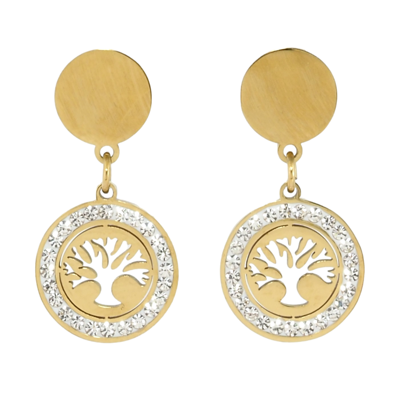 Сережки Xuping TTM Stainless Steel колір 14K пусети Дерево життя фото №1