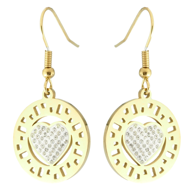 Сережки Xuping TTM Stainless Steel колір 14K французький замок Підвіски з сердечками фото №13