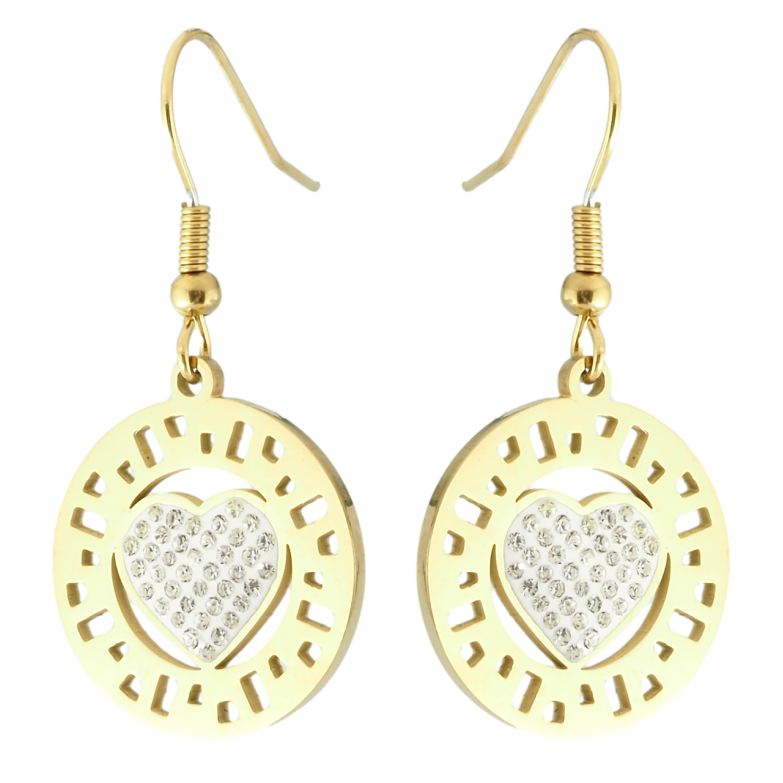 Сережки Xuping TTM Stainless Steel колір 14K французький замок Підвіски з сердечками фото №1