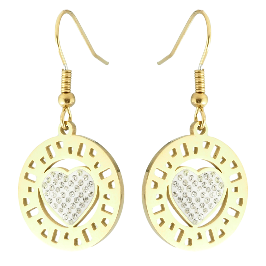 Сережки Xuping TTM Stainless Steel колір 14K французький замок Підвіски з сердечками фото №1