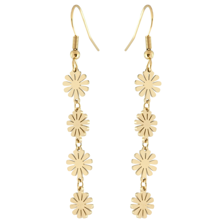 Серьги Xuping TTM Stainless Steel цвет 14K французский замок Цветочные подвески фото №20