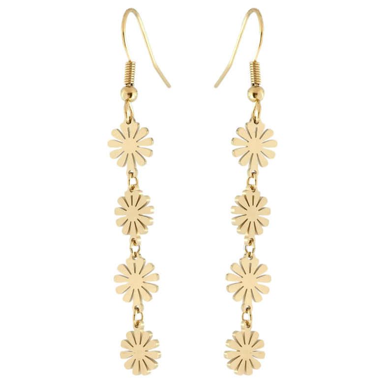 Серьги Xuping TTM Stainless Steel цвет 14K французский замок Цветочные подвески фото №10