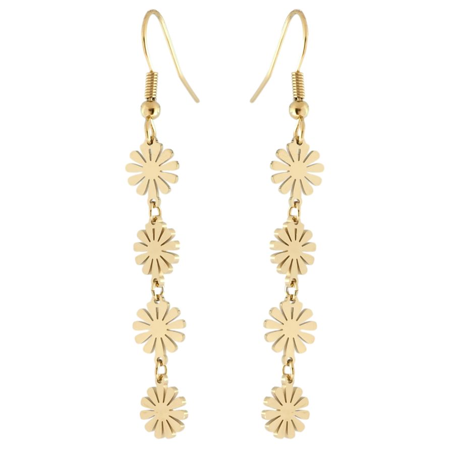 Сережки Xuping TTM Stainless Steel колір 14K французький замок Квіткові підвіски фото №1