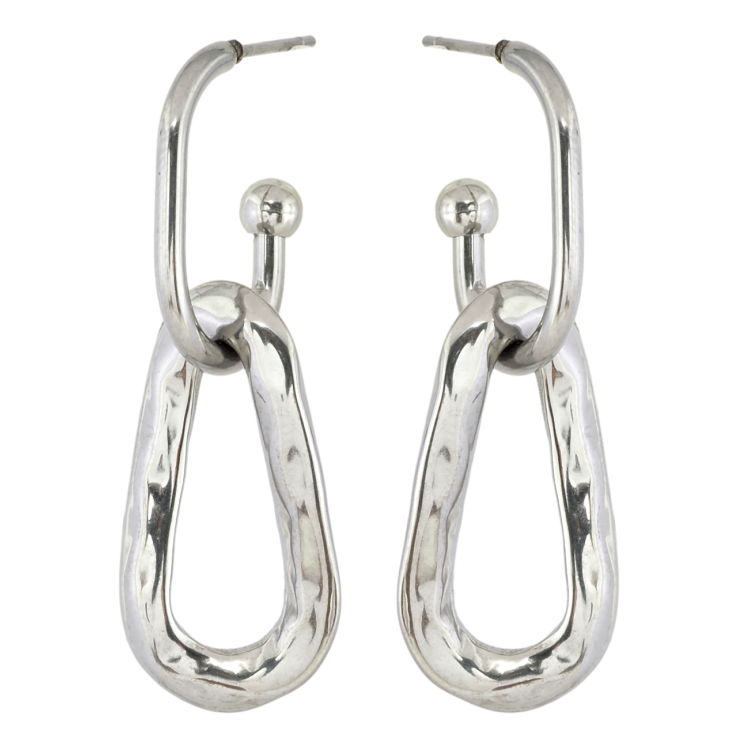 Серьги Xuping TTM Stainless Steel цвет Родий пусеты Дуги с подвесками 2 в 1 фото №21