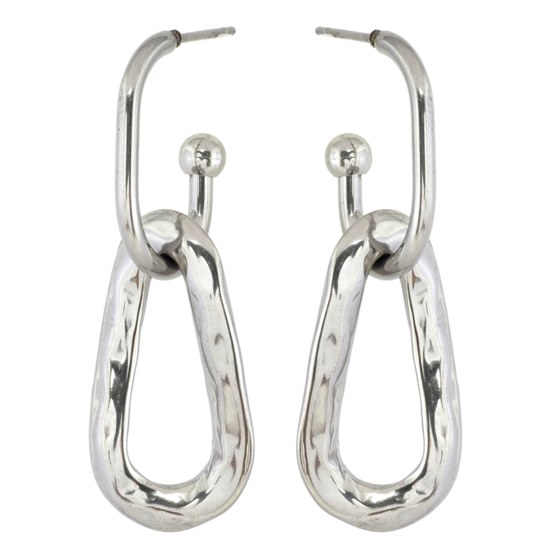 Серьги Xuping TTM Stainless Steel цвет Родий пусеты Дуги с подвесками 2 в 1 фото №1