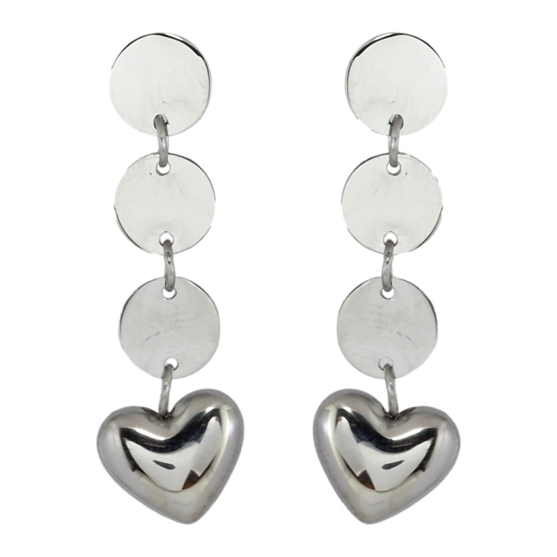 Серьги Xuping TTM Stainless Steel цвет Родий пусеты Подвески с сердечками фото №2