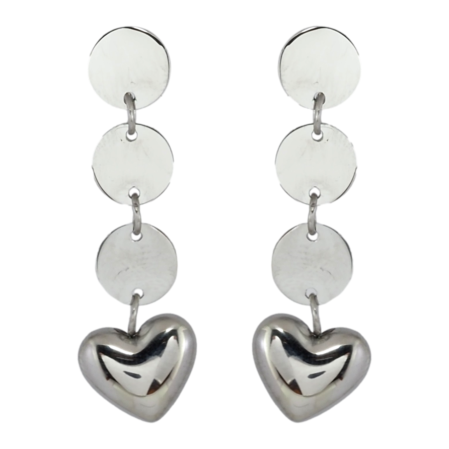 Серьги Xuping TTM Stainless Steel цвет Родий пусеты Подвески с сердечками фото №1