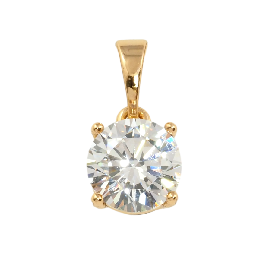 Кулон Xuping Позолота 18K Фіаніт в 4-х крапановій оправі, ø 8мм для ланцюжка до 5мм фото №1