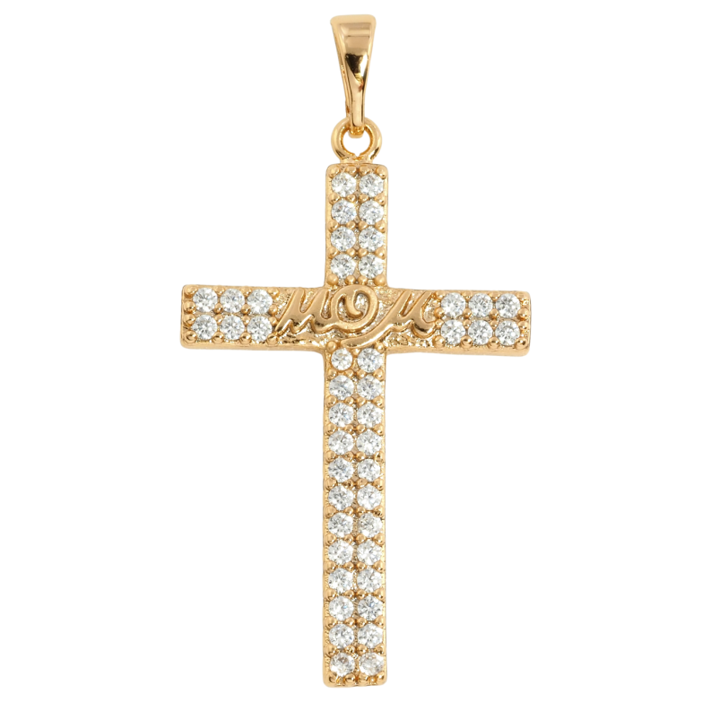 Кулон Xuping Позолота 18K Хрест з цирконієм та написом Мама для ланцюжка до 5мм фото №20
