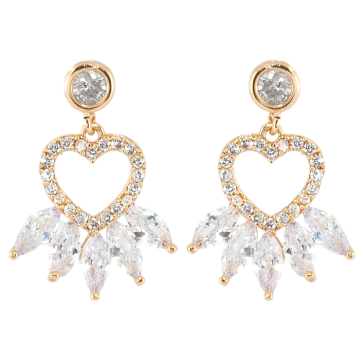 Серьги Xuping Позолота 18K пусеты Сердечки с цирконием и кристаллами фото №5 Серьги Xuping Позолота 18K пусеты Сердечки с цирконием и кристаллами фото №5