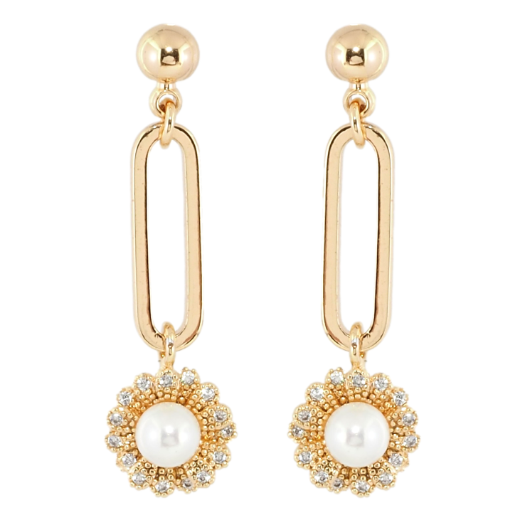 Серьги Xuping Позолота 18K пусеты Декоративные подвески с цветочками и жемчужинами фото №18