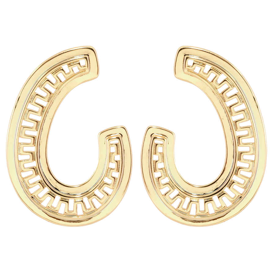 Серьги Xuping Позолота 18K пусеты Декоративные с резным орнаментом фото №1