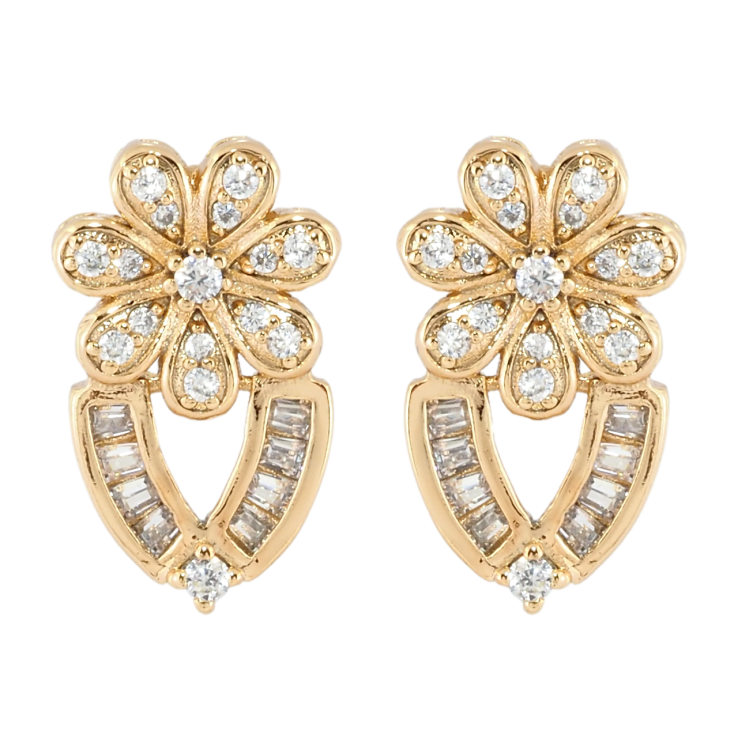 Сережки Xuping Позолота 18K пусети Квітковий орнамент з цирконієм фото №22 Сережки Xuping Позолота 18K пусети Квітковий орнамент з цирконієм фото №22