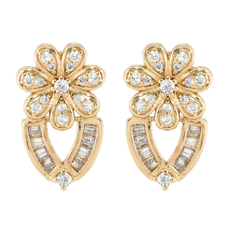 Серьги Xuping Позолота 18K пусеты Цветочный орнамент с цирконием фото №2 Серьги Xuping Позолота 18K пусеты Цветочный орнамент с цирконием фото №2
