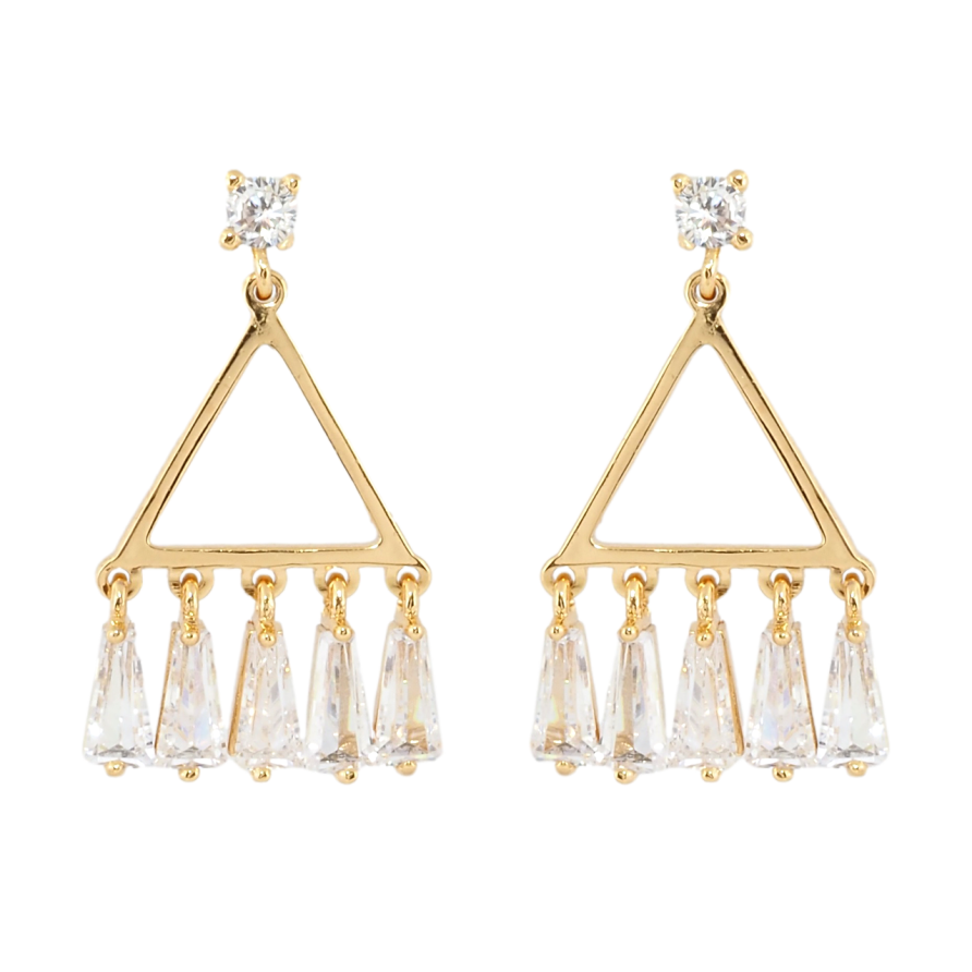 Сережки Xuping Позолота 18K пусети Трикутники з кристальними підвісками фото №1 Сережки Xuping Позолота 18K пусети Трикутники з кристальними підвісками фото №1
