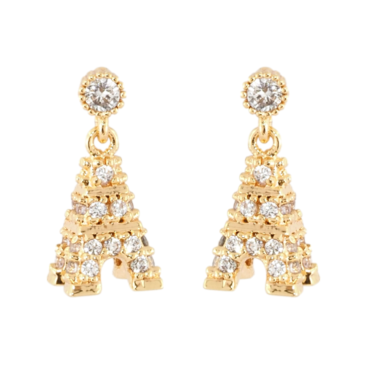 Сережки Xuping Позолота 18K пусети Ейфелева вежа з цирконієм фото №16