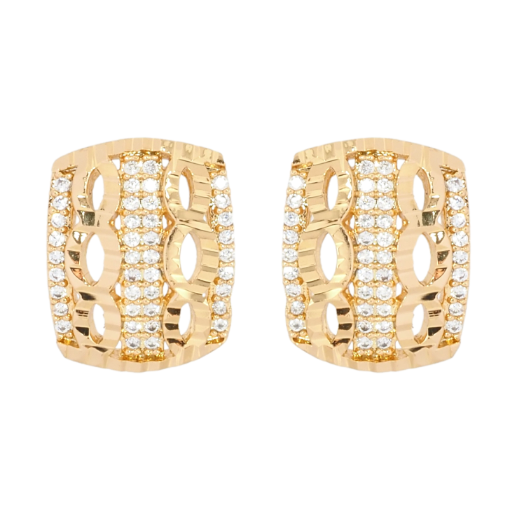 Серьги Xuping Позолота 18K пусеты Декоративный орнамент с дорожками циркония и насечками фото №15