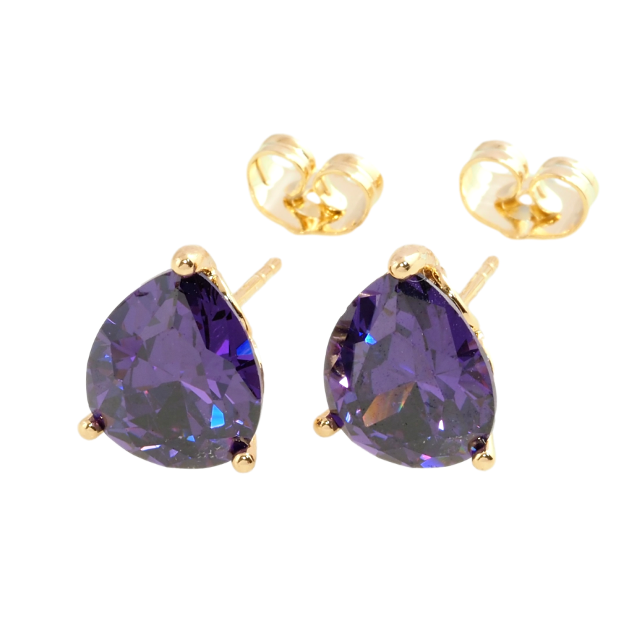 Сережки Xuping Позолота 18K пусети Фіолетові грушоподібні кристали фото №1 Сережки Xuping Позолота 18K пусети Фіолетові грушоподібні кристали фото №1