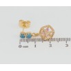 Серьги Xuping Позолота 18K пусеты Миниатюрные голубые дорожки с подвесками кубики с розовыми кристаллами фото №2