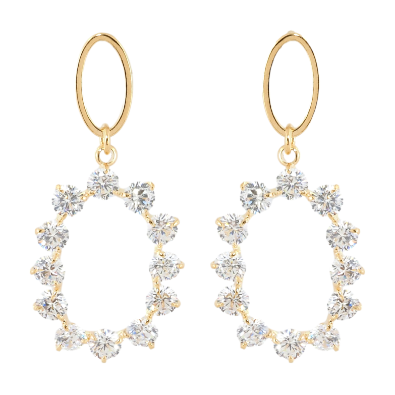 Серьги Xuping Позолота 18K пусеты Овальные подвески с круглыми кристаллами фото №1 Серьги Xuping Позолота 18K пусеты Овальные подвески с круглыми кристаллами фото №1