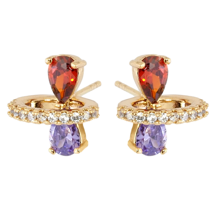 Серьги Xuping Позолота 18K пусеты Разноцветный кристальный бантик в колечке цирконий фото №17 Серьги Xuping Позолота 18K пусеты Разноцветный кристальный бантик в колечке цирконий фото №17