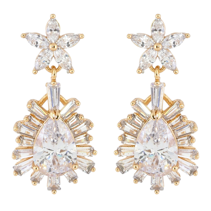 Серьги Xuping Позолота 18K пусеты Кристалл в лучистом обрамлении циркония на цветочке фото №15 Серьги Xuping Позолота 18K пусеты Кристалл в лучистом обрамлении циркония на цветочке фото №15