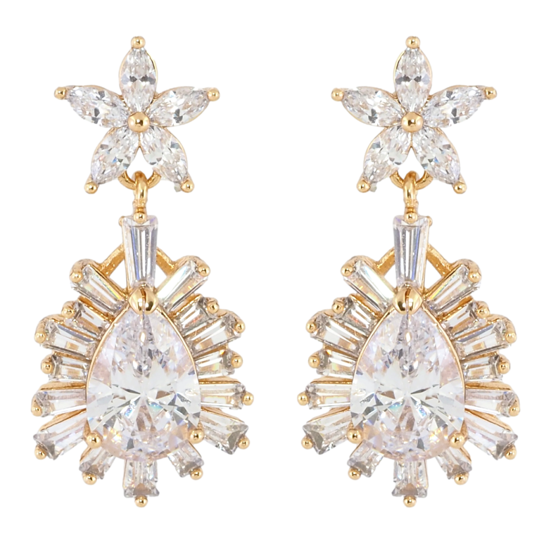 Серьги Xuping Позолота 18K пусеты Кристалл в лучистом обрамлении циркония на цветочке фото №1 Серьги Xuping Позолота 18K пусеты Кристалл в лучистом обрамлении циркония на цветочке фото №1