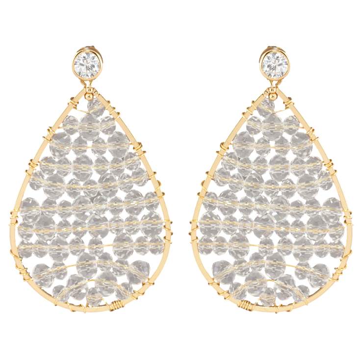 Серьги Xuping Позолота 18K пусеты Капли с прозрачными бусинами фото №22 Серьги Xuping Позолота 18K пусеты Капли с прозрачными бусинами фото №22