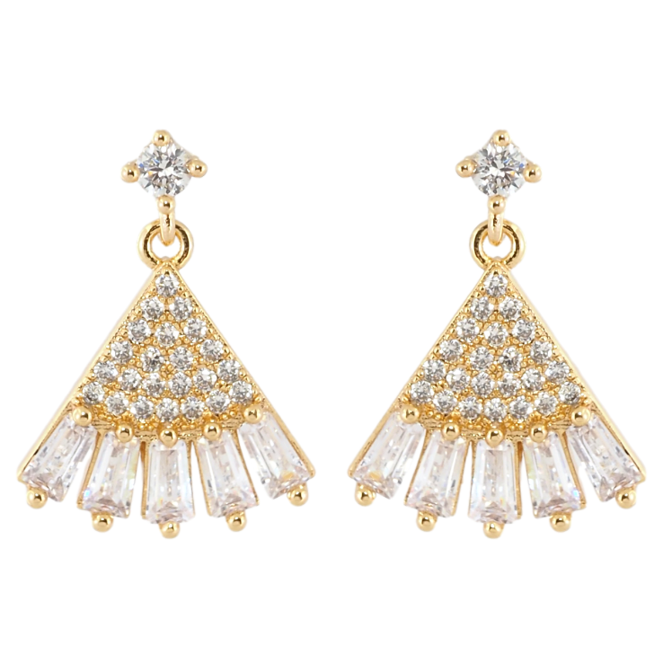 Серьги Xuping Позолота 18K пусеты Кристальный веер фото №8 Серьги Xuping Позолота 18K пусеты Кристальный веер фото №8