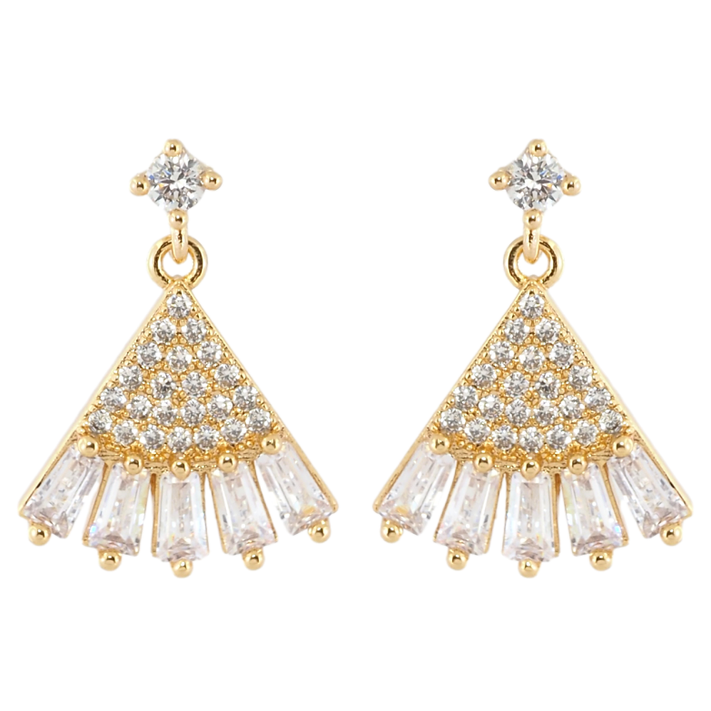 Серьги Xuping Позолота 18K пусеты Кристальный веер фото №1