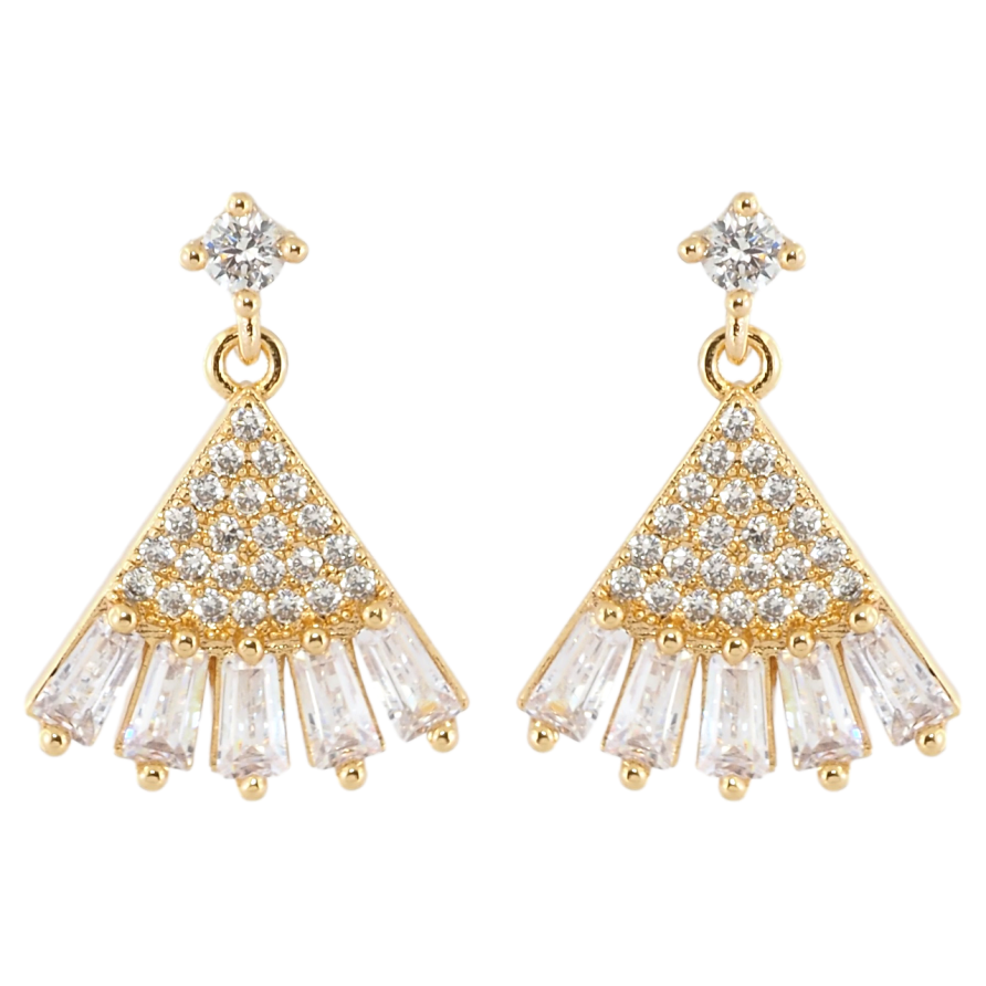 Серьги Xuping Позолота 18K пусеты Кристальный веер фото №1