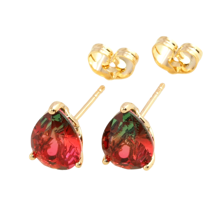 Серьги Xuping Позолота 18K пусеты Красно-зеленые кристальные капельки фото №19 Серьги Xuping Позолота 18K пусеты Красно-зеленые кристальные капельки фото №19
