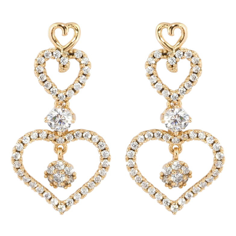 Сережки Xuping Позолота 18K пусети Романтика сердець з цирконієм фото №1