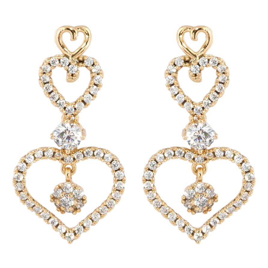 Серьги Xuping Позолота 18K пусеты Романтика сердец с цирконием фото №1