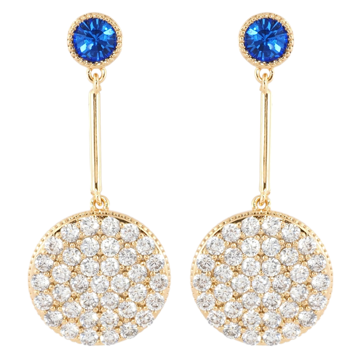 Серьги Xuping Позолота 18K пусеты Круги с инкрустацией цирконием на синем фианите фото №6 Серьги Xuping Позолота 18K пусеты Круги с инкрустацией цирконием на синем фианите фото №6