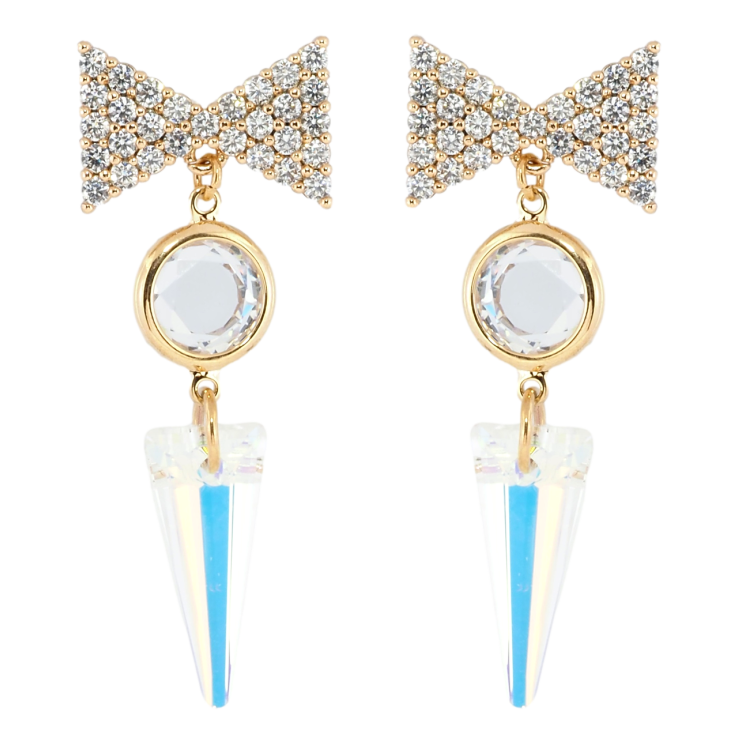 Серьги Xuping Позолота 18K пусеты Бантики с цирконием фото №10